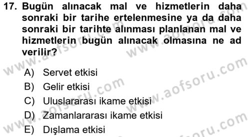 İktisada Giriş Dersi 2017 - 2018 Yılı 3 Ders Sınav Soruları 17. Soru