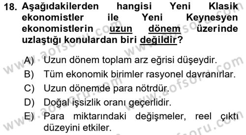 İktisada Giriş Dersi 2017 - 2018 Yılı 3 Ders Sınav Soruları 18. Soru