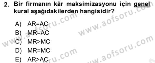 İktisada Giriş Dersi 2017 - 2018 Yılı 3 Ders Sınav Soruları 2. Soru