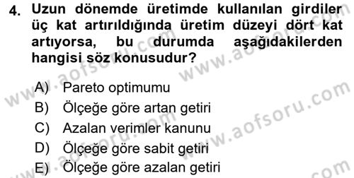 İktisada Giriş Dersi 2017 - 2018 Yılı 3 Ders Sınav Soruları 4. Soru