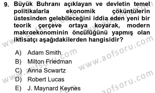 İktisada Giriş Dersi 2017 - 2018 Yılı 3 Ders Sınav Soruları 9. Soru