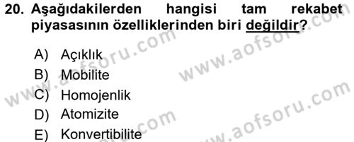 İktisada Giriş Dersi 2017 - 2018 Yılı (Vize) Ara Sınav Soruları 20. Soru