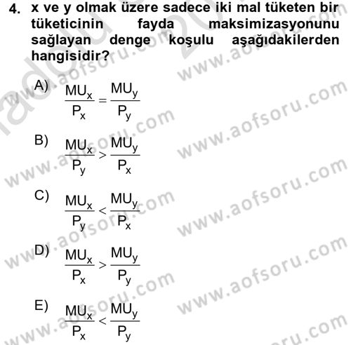 İktisada Giriş Dersi 2017 - 2018 Yılı (Vize) Ara Sınav Soruları 4. Soru