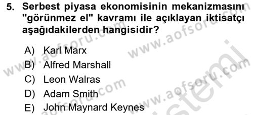 İktisada Giriş Dersi 2017 - 2018 Yılı (Vize) Ara Sınav Soruları 5. Soru