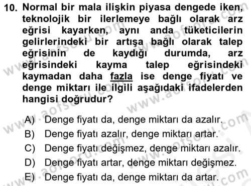 İktisada Giriş Dersi 2018 - 2019 Yılı (Vize) Ara Sınav Soruları 10. Soru