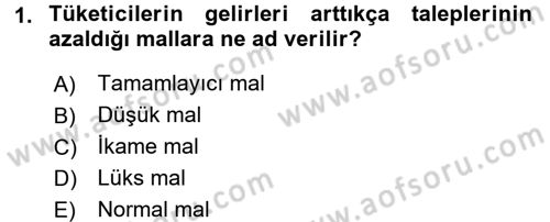 İktisada Giriş Dersi 2018 - 2019 Yılı Yaz Okulu Sınav Soruları 1. Soru