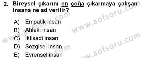 İktisada Giriş Dersi 2018 - 2019 Yılı Yaz Okulu Sınav Soruları 2. Soru