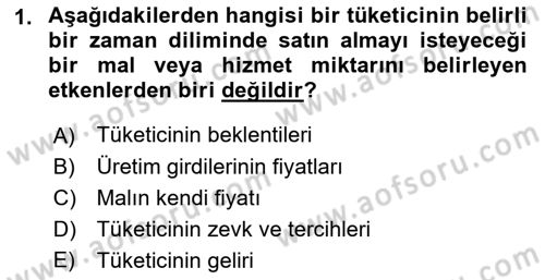 İktisada Giriş Dersi 2019 - 2020 Yılı (Final) Dönem Sonu Sınav Soruları 1. Soru