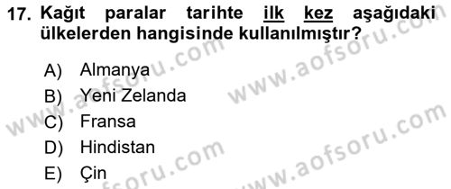 İktisada Giriş Dersi 2019 - 2020 Yılı (Final) Dönem Sonu Sınav Soruları 17. Soru