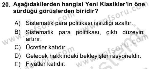 İktisada Giriş Dersi 2019 - 2020 Yılı (Final) Dönem Sonu Sınav Soruları 20. Soru
