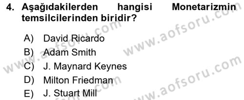 İktisada Giriş Dersi 2019 - 2020 Yılı (Final) Dönem Sonu Sınav Soruları 4. Soru