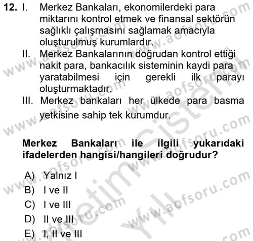 İktisada Giriş Dersi 2020 - 2021 Yılı Yaz Okulu Sınavı 12. Soru