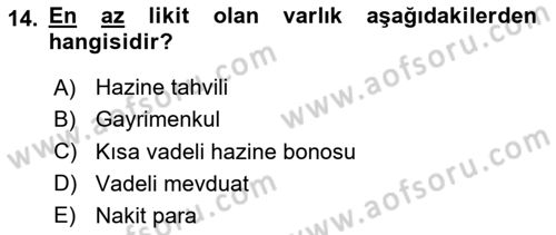 İktisada Giriş Dersi 2020 - 2021 Yılı Yaz Okulu Sınavı 14. Soru