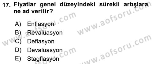 İktisada Giriş Dersi 2021 - 2022 Yılı (Vize) Ara Sınav Soruları 17. Soru