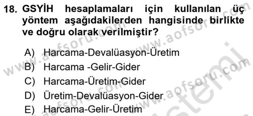 İktisada Giriş Dersi 2021 - 2022 Yılı (Vize) Ara Sınav Soruları 18. Soru