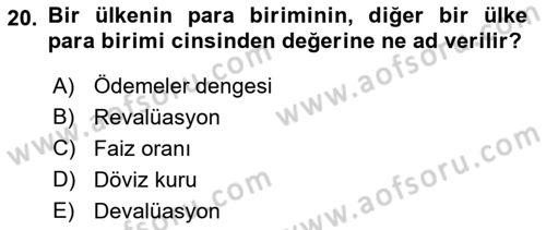 İktisada Giriş Dersi 2021 - 2022 Yılı (Vize) Ara Sınav Soruları 20. Soru