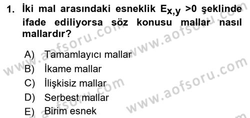 İktisada Giriş Dersi 2021 - 2022 Yılı Yaz Okulu Sınavı 1. Soru