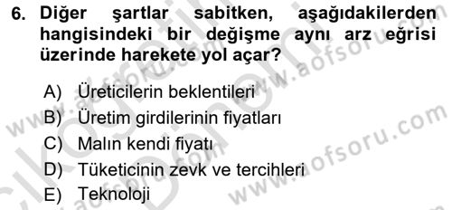 İktisada Giriş Dersi 2022 - 2023 Yılı (Vize) Ara Sınav Soruları 6. Soru