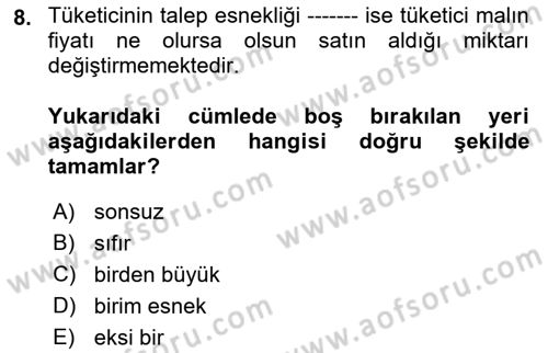 İktisada Giriş Dersi 2022 - 2023 Yılı (Vize) Ara Sınav Soruları 8. Soru