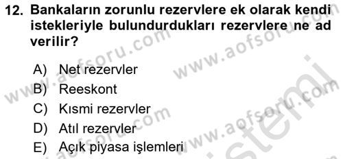 İktisada Giriş Dersi 2022 - 2023 Yılı (Final) Dönem Sonu Sınavı 12. Soru