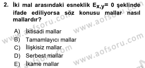 İktisada Giriş Dersi 2023 - 2024 Yılı (Final) Dönem Sonu Sınav Soruları 2. Soru