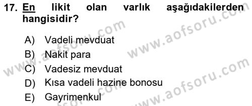 İktisada Giriş Dersi 2023 - 2024 Yılı Yaz Okulu Sınavı 17. Soru