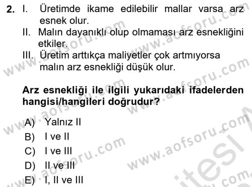 İktisada Giriş Dersi 2024 - 2025 Yılı (Final) Dönem Sonu Sınav Soruları 2. Soru