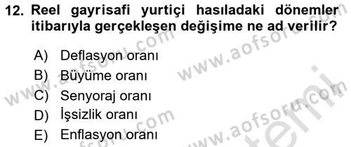 İktisada Giriş Dersi 2024 - 2025 Yılı Yaz Okulu Sınav Soruları 12. Soru