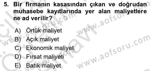 İktisada Giriş Dersi 2024 - 2025 Yılı Yaz Okulu Sınav Soruları 5. Soru