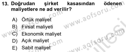 İktisada Giriş Dersi 2025 - 2026 Yılı (Vize) Ara Sınav Soruları 13. Soru