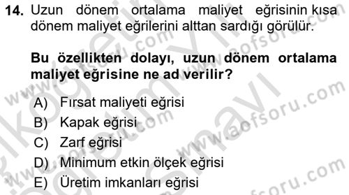 İktisada Giriş Dersi 2025 - 2026 Yılı (Vize) Ara Sınav Soruları 14. Soru