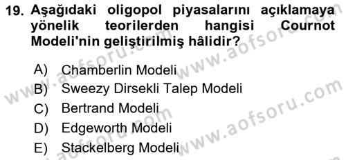 İktisada Giriş Dersi 2025 - 2026 Yılı (Vize) Ara Sınav Soruları 19. Soru
