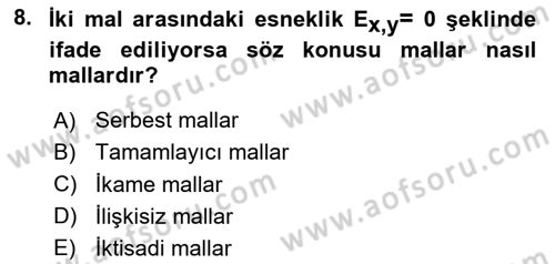 İktisada Giriş Dersi 2025 - 2026 Yılı (Vize) Ara Sınav Soruları 8. Soru