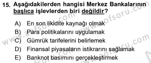 İktisada Giriş Dersi 2025 - 2026 Yılı (Final) Dönem Sonu Sınav Soruları 15. Soru