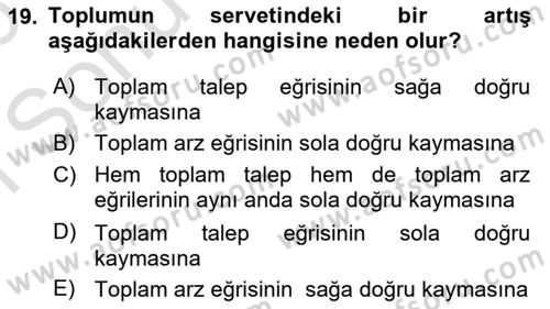 İktisada Giriş Dersi 2025 - 2026 Yılı (Final) Dönem Sonu Sınav Soruları 19. Soru