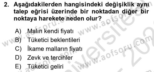 İktisada Giriş Dersi 2025 - 2026 Yılı (Final) Dönem Sonu Sınav Soruları 2. Soru