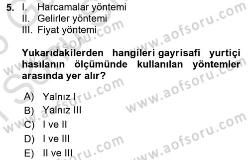 İktisada Giriş Dersi 2025 - 2026 Yılı (Final) Dönem Sonu Sınav Soruları 5. Soru