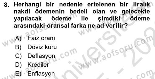 İktisada Giriş Dersi 2025 - 2026 Yılı (Final) Dönem Sonu Sınav Soruları 8. Soru