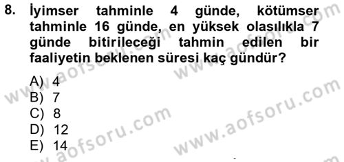 Proje Yönetimi Dersi 2012 - 2013 Yılı (Final) Dönem Sonu Sınav Soruları 8. Soru
