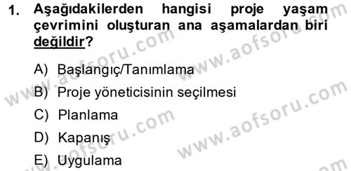 Proje Yönetimi Dersi 2013 - 2014 Yılı (Vize) Ara Sınav Soruları 1. Soru