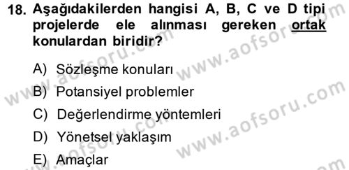 Proje Yönetimi Dersi 2013 - 2014 Yılı (Vize) Ara Sınav Soruları 18. Soru