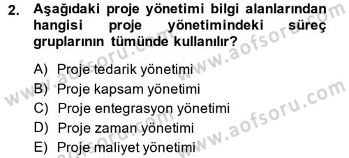 Proje Yönetimi Dersi 2013 - 2014 Yılı (Final) Dönem Sonu Sınav Soruları 2. Soru