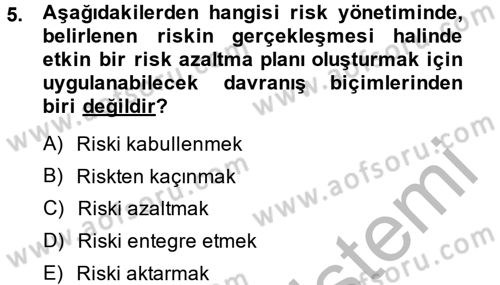 Proje Yönetimi Dersi 2013 - 2014 Yılı (Final) Dönem Sonu Sınav Soruları 5. Soru