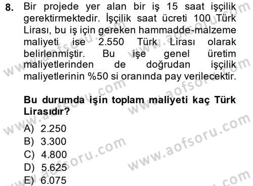 Proje Yönetimi Dersi 2013 - 2014 Yılı (Final) Dönem Sonu Sınav Soruları 8. Soru