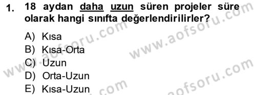 Proje Yönetimi Dersi 2014 - 2015 Yılı (Vize) Ara Sınav Soruları 1. Soru