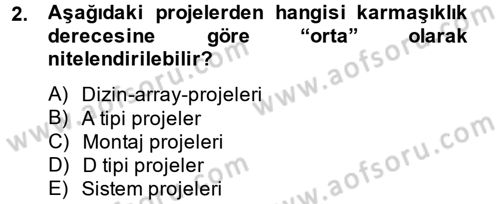 Proje Yönetimi Dersi 2014 - 2015 Yılı (Vize) Ara Sınav Soruları 2. Soru
