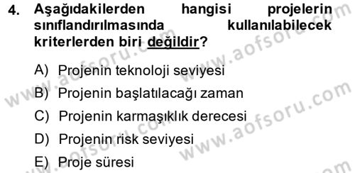 Proje Yönetimi Dersi 2014 - 2015 Yılı (Vize) Ara Sınav Soruları 4. Soru
