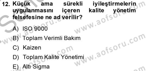 Proje Yönetimi Dersi 2014 - 2015 Yılı (Final) Dönem Sonu Sınav Soruları 12. Soru