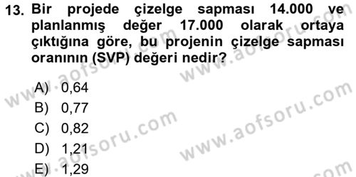 Proje Yönetimi Dersi 2015 - 2016 Yılı (Final) Dönem Sonu Sınav Soruları 13. Soru