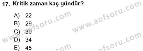Proje Yönetimi Dersi 2016 - 2017 Yılı (Vize) Ara Sınav Soruları 17. Soru
